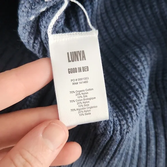 Lunya Cozy Cotton Silk Crew Neck Sweater - Navy - Picture 6 of 7